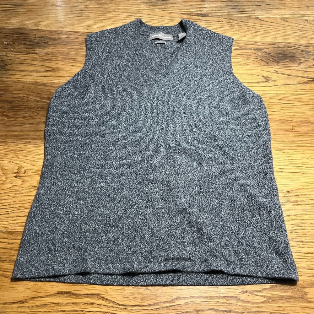 Valerie Separates 100% Cashmere V-Neck Sweater Vest Gray Size Medium